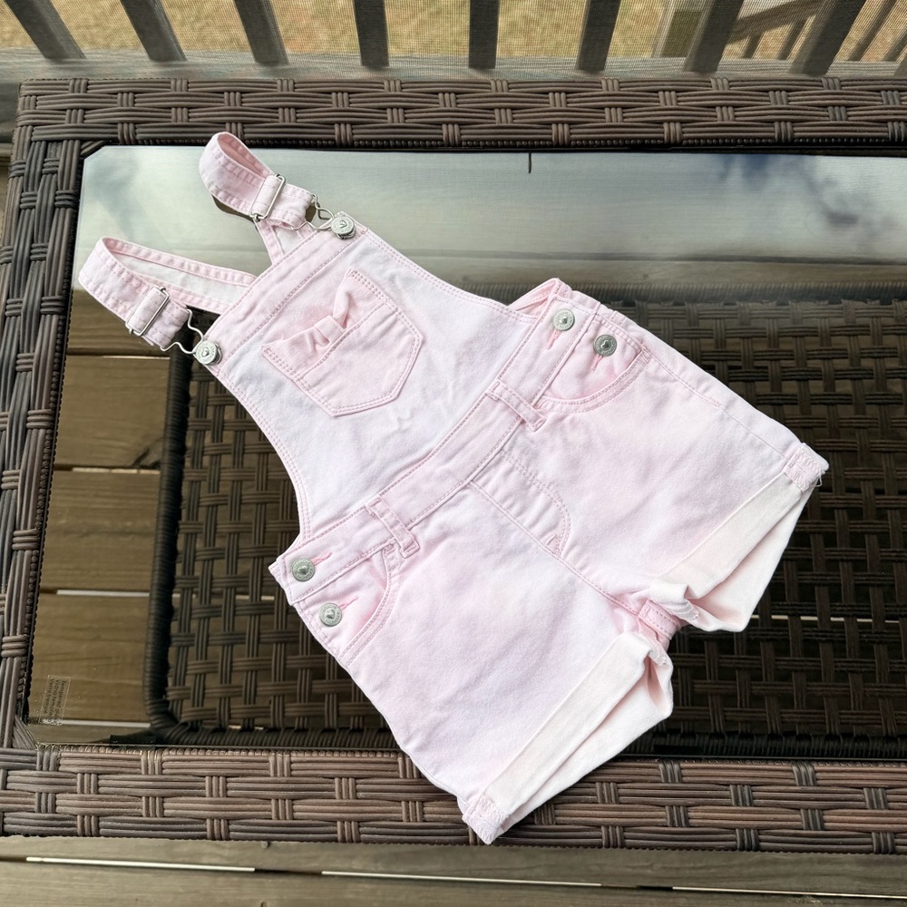 Jordache Light Pink Denim Short Overalls with Front Pocket Size 4T